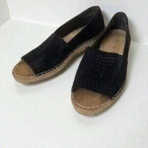 Bella Vita Cora Black Suede Open Toe Espadrilles Size 9